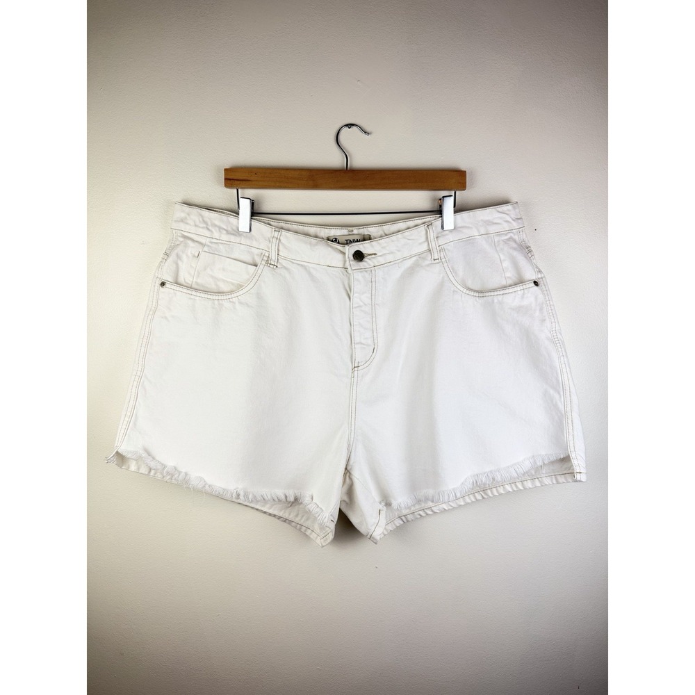 Women's Plus Size Off White Jeans Shorts  Size 52/US 18-20 2XL Y2k Coastal
